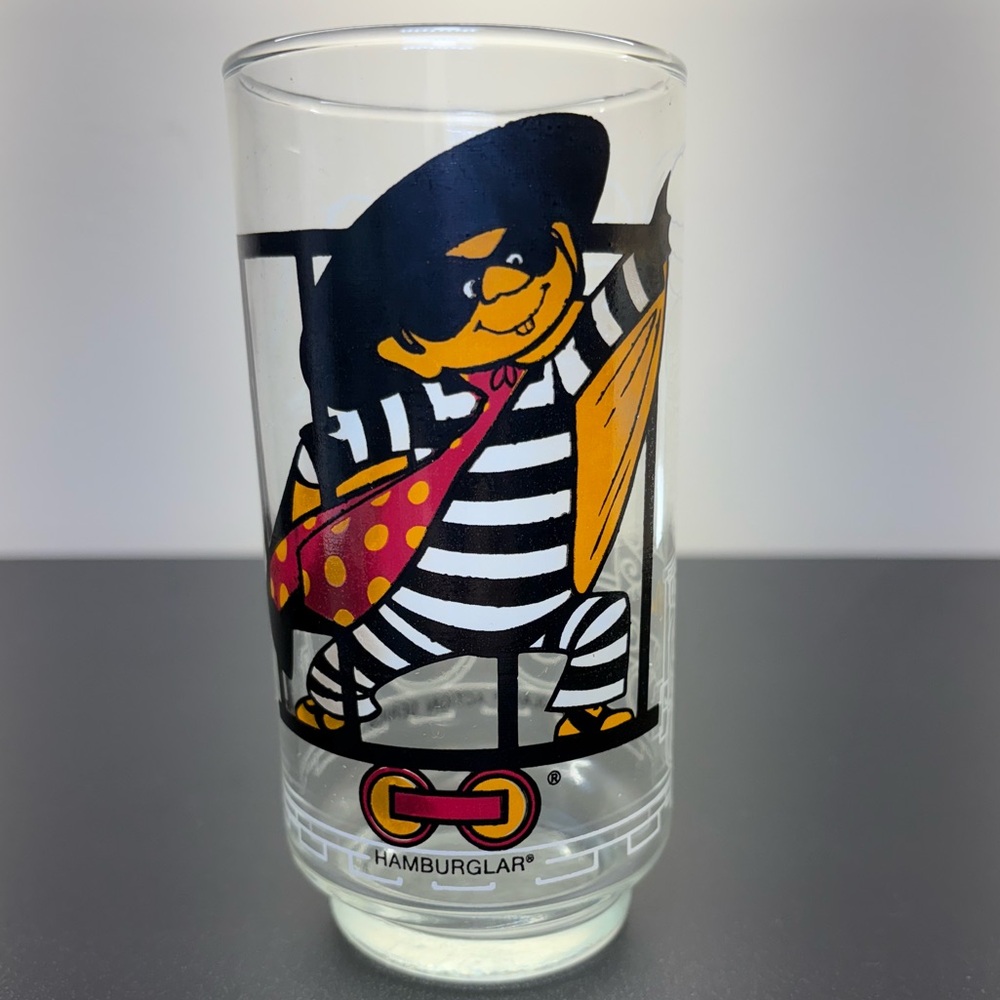 Vintage 1977 McDonaldLand Action Series Drinking Glass, Hamburglar